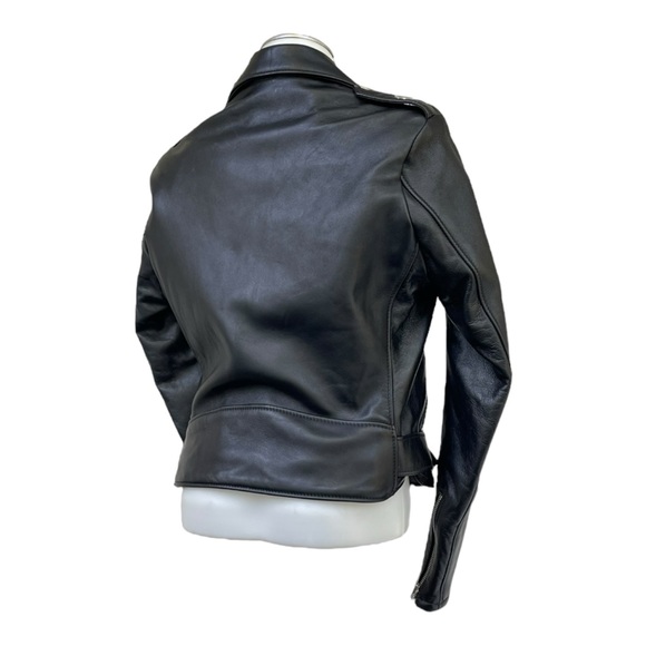 SCHOTT NYC Womens M Leather 1 Star Perfecto Moto Jacket Cropped Biker Belted NWT - Picture 4 of 16